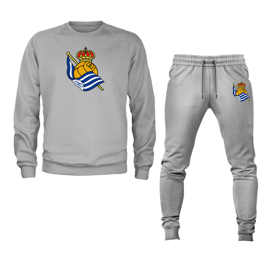 Men's Real Sociedad FC Crewneck Sweatshirt Joggers Suit