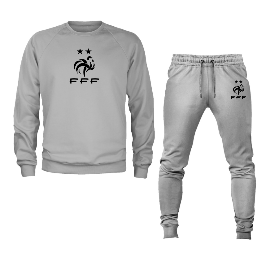 Men's France Soccer Logo Crewneck Sweatshirt Joggers Suit