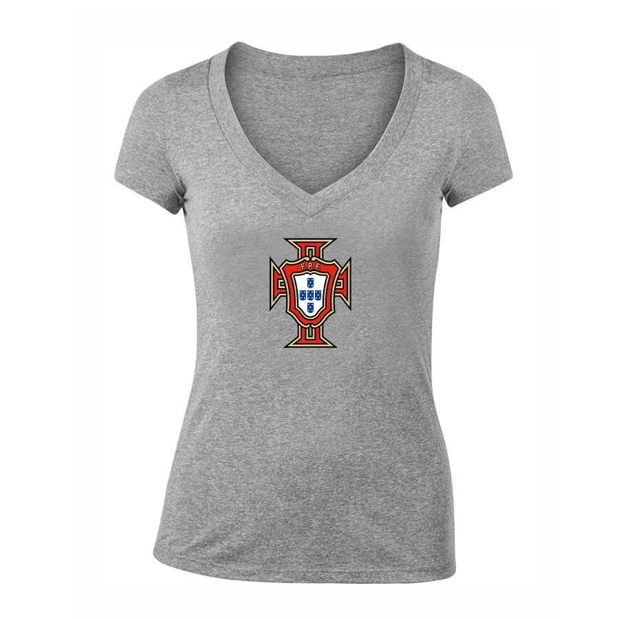 Women's Portugal National Soccer Team V-Neck T-Shirt