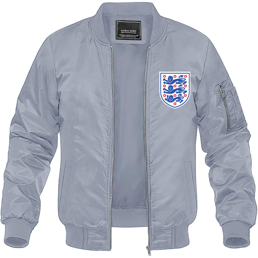 Men's England National Football Team Lightweight Bomber Jacket Windbreaker Softshell Varsity Jacket Coat