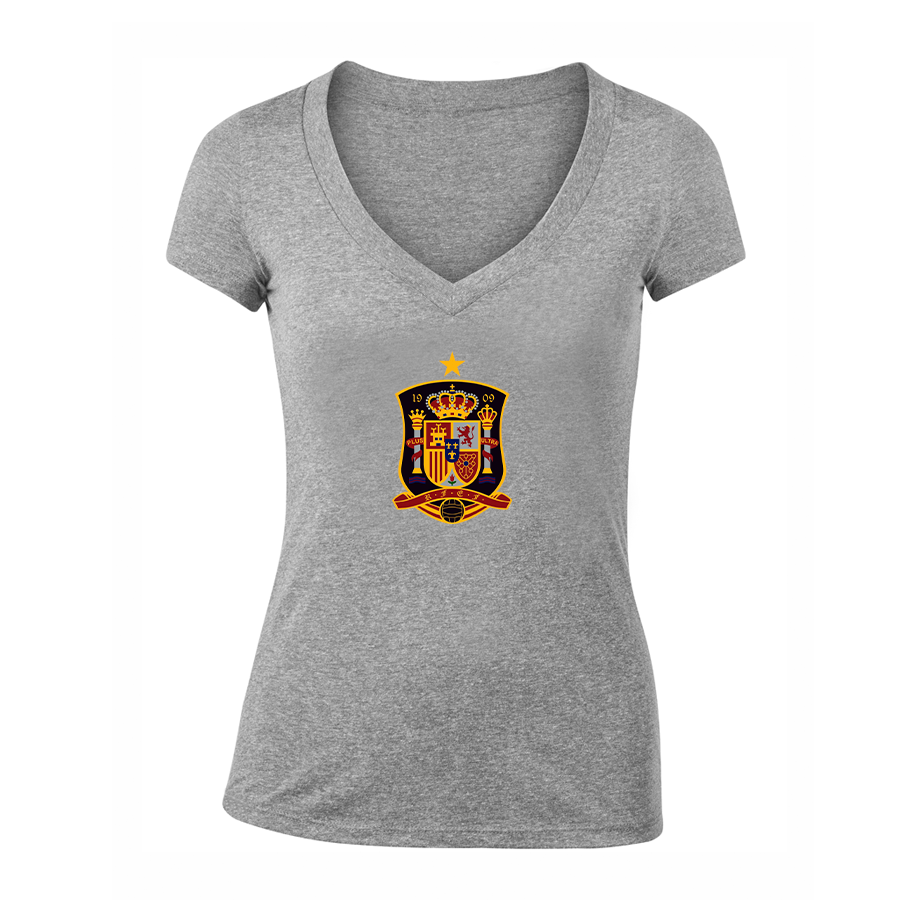 Women's Spain National Soccer Team V-Neck T-Shirt