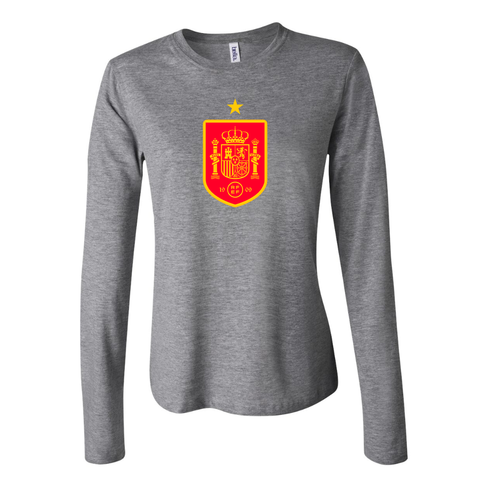 Women's Spain Red Logo National Soccer Team Long Sleeve T-Shirt