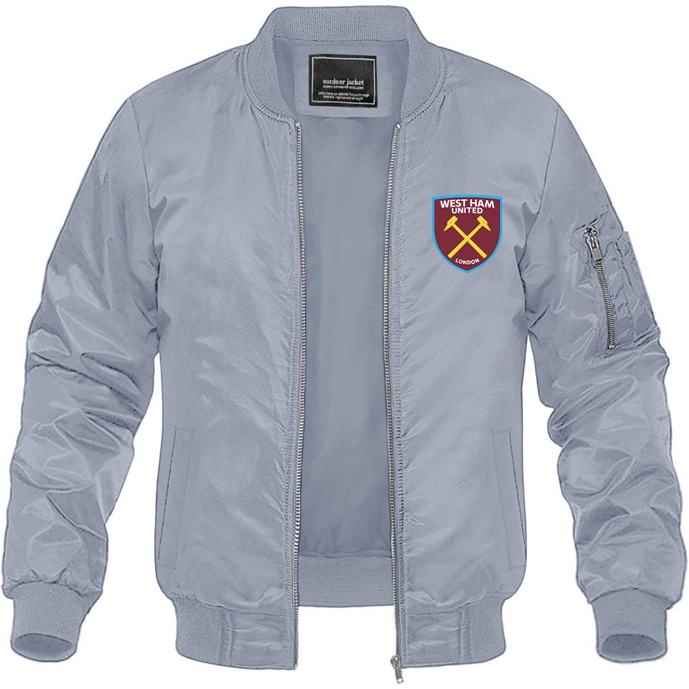 Men's West Ham United FC Lightweight Bomber Jacket Windbreaker Softshell Varsity Jacket Coat