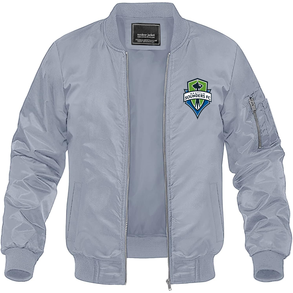 Men's Seattle Sounders FC Lightweight Bomber Jacket Windbreaker Softshell Varsity Jacket Coat