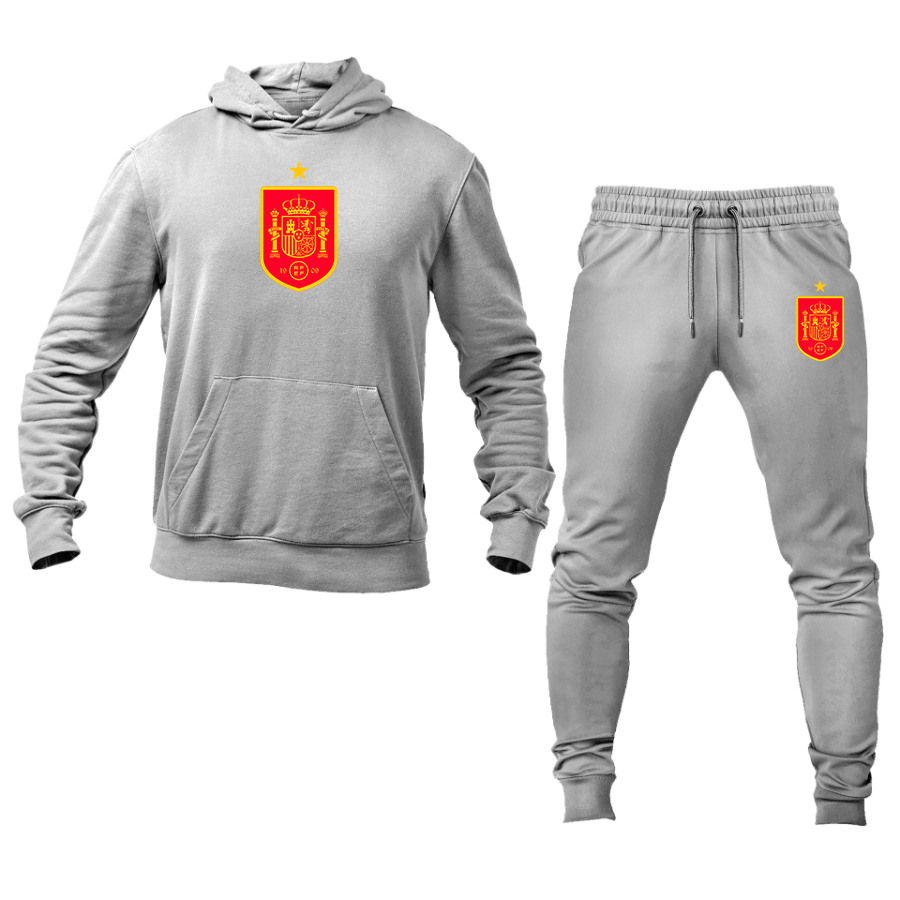 Men's Spain Red Logo National Soccer Team Hoodie Joggers Set