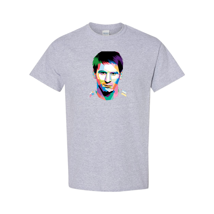 Youth Kids Lionel Messi Face Art Soccer Cotton T-Shirt