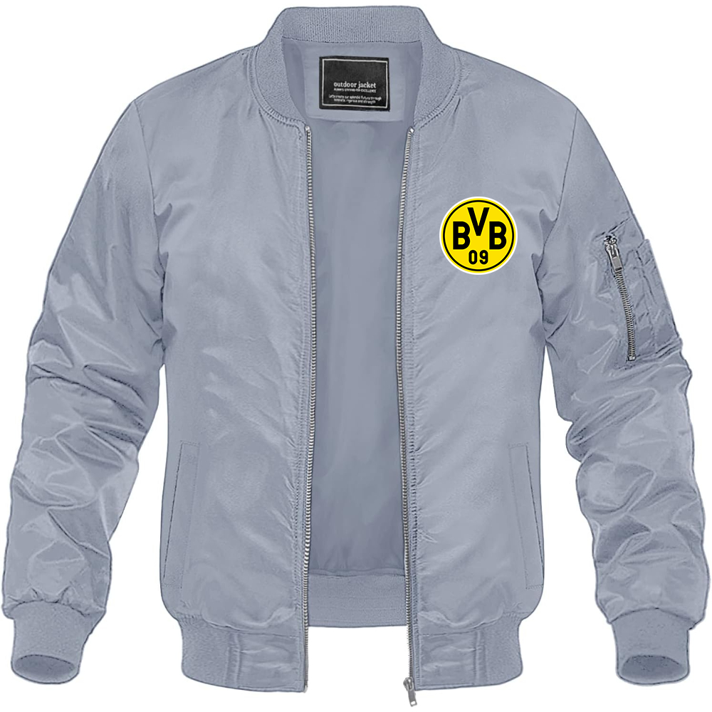 Men's Borussia Dortmund BVB FC Lightweight Bomber Jacket Windbreaker Softshell Varsity Jacket Coat