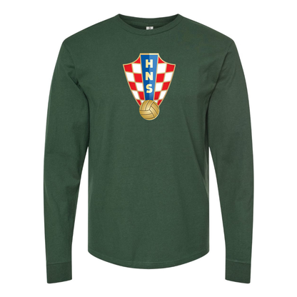 Men's Croatia National Soccer Team Cotton Long Sleeve T-Shirt