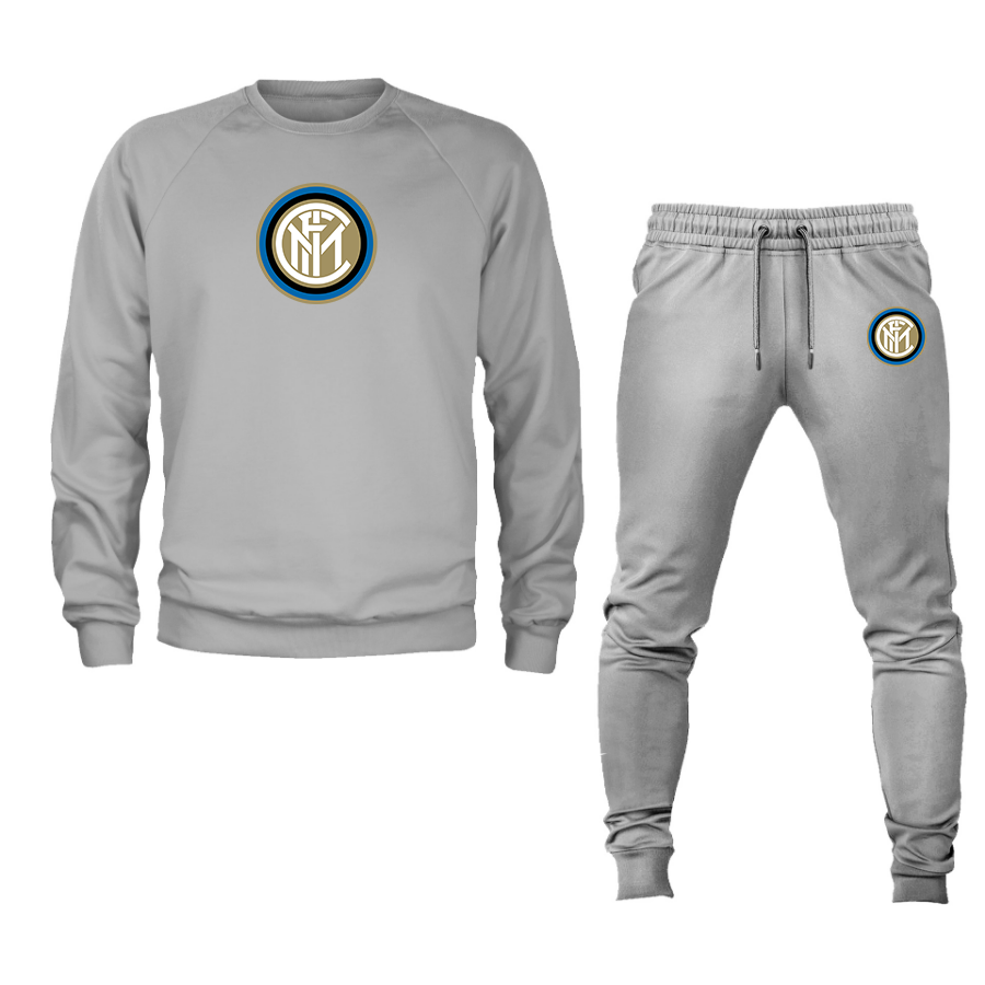 Men's Inter Milan Soccer Logo Crewneck Sweatshirt Joggers Suit