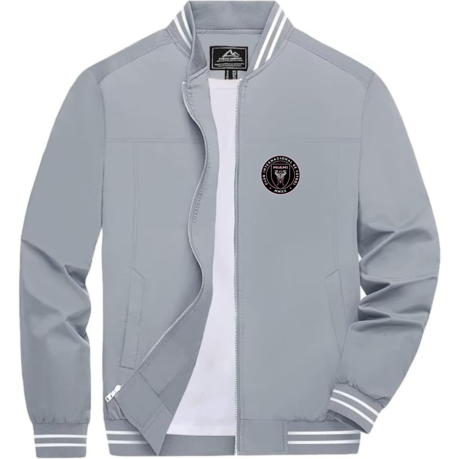 Men’s Inter Miami FC  - Lightweight Zip-Up Bomber Jacket with Ribbed Collar and Cuffs - Versatile Casual Outerwear