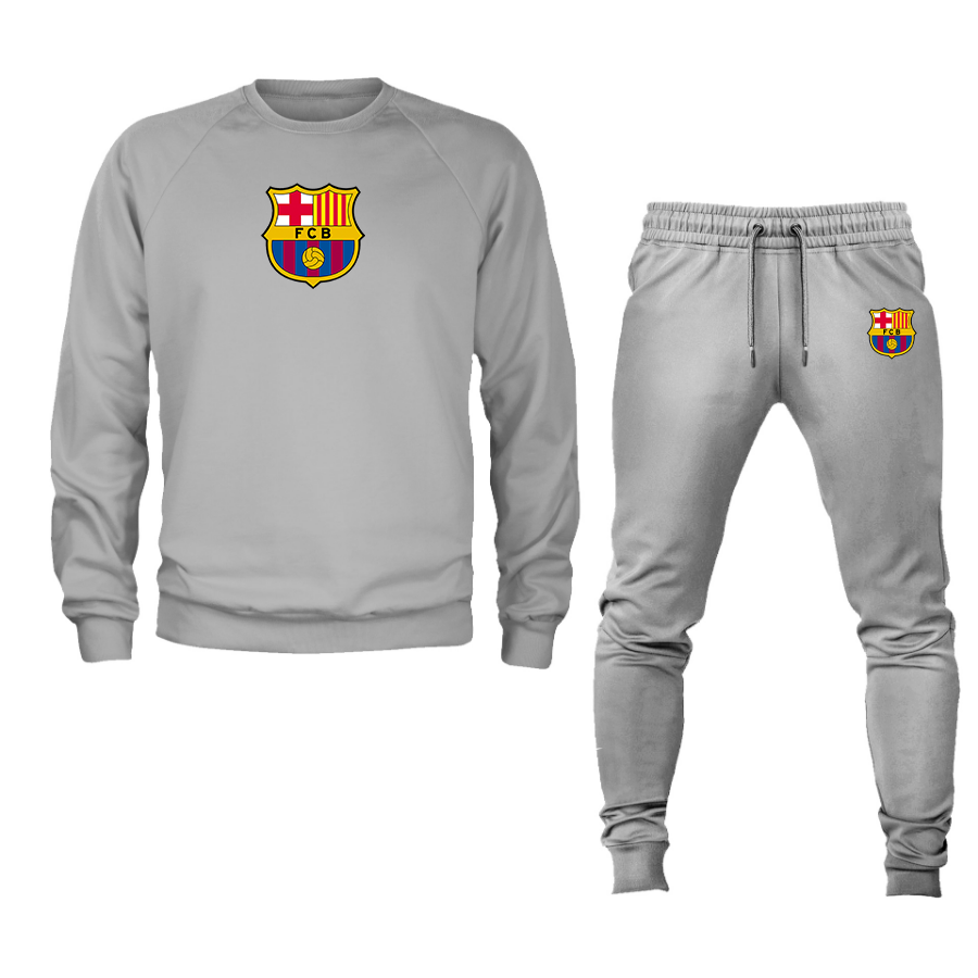 Men's F.C. Barcelona Soccer Logo Crewneck Sweatshirt Joggers Suit