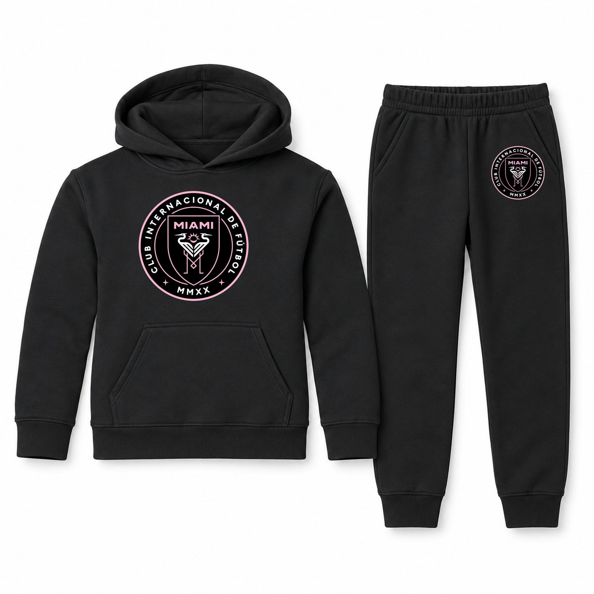 Inter Miami FC youth hoodie jogger set, Black, Youth Large ages 10–12