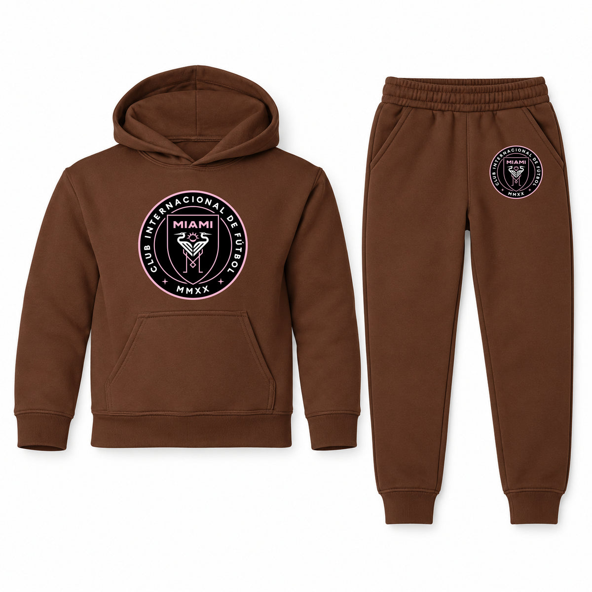Inter Miami FC youth hoodie jogger set, Brown, Youth Large ages 10–12