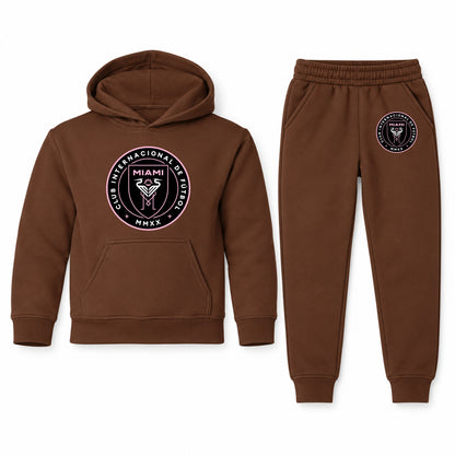 Inter Miami FC youth hoodie jogger set, Brown, Youth Large ages 10–12