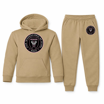 Inter Miami FC youth hoodie jogger set, Khaki, Youth Large ages 10–12