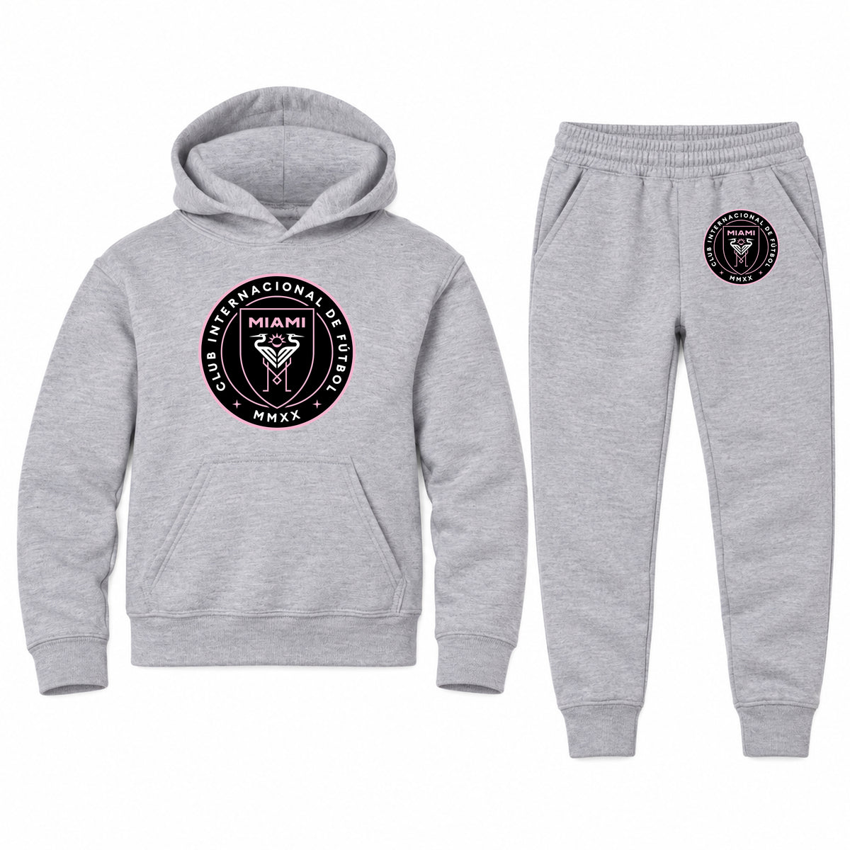 Inter Miami FC youth hoodie jogger set, Sports Grey, Youth Large ages 10–12