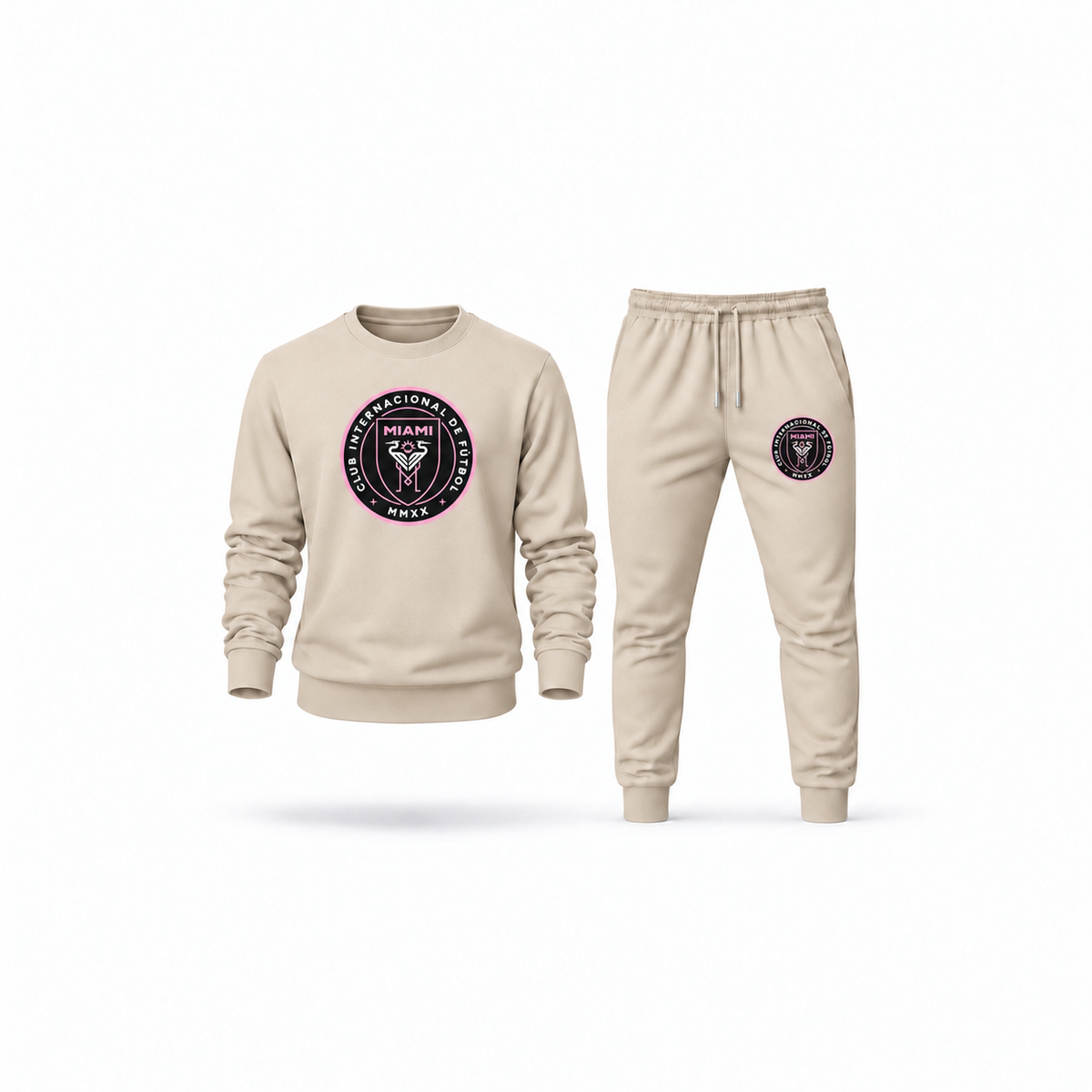 Men's Inter Miami FC Sweatshirt Joggers Set | Color: Tan | Main