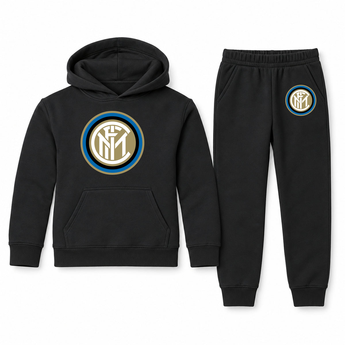 Inter Milan Soccer youth hoodie jogger set, Black, Youth Large ages 10–12