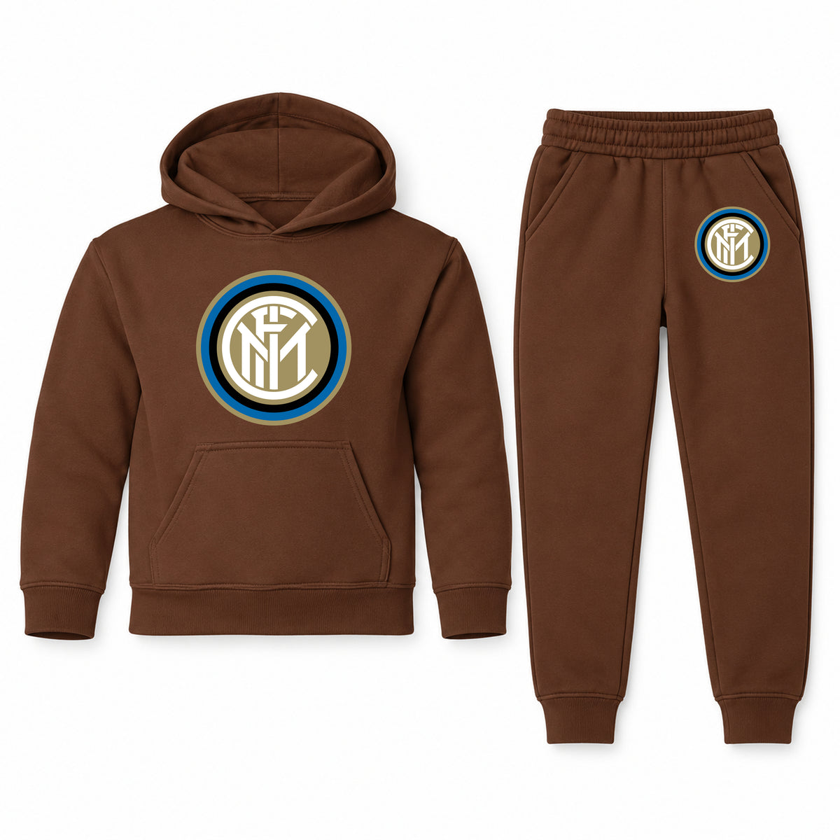 Inter Milan Soccer youth hoodie jogger set, Brown, Youth Large ages 10–12