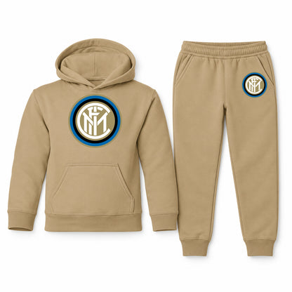 Inter Milan Soccer youth hoodie jogger set, Khaki, Youth Large ages 10–12