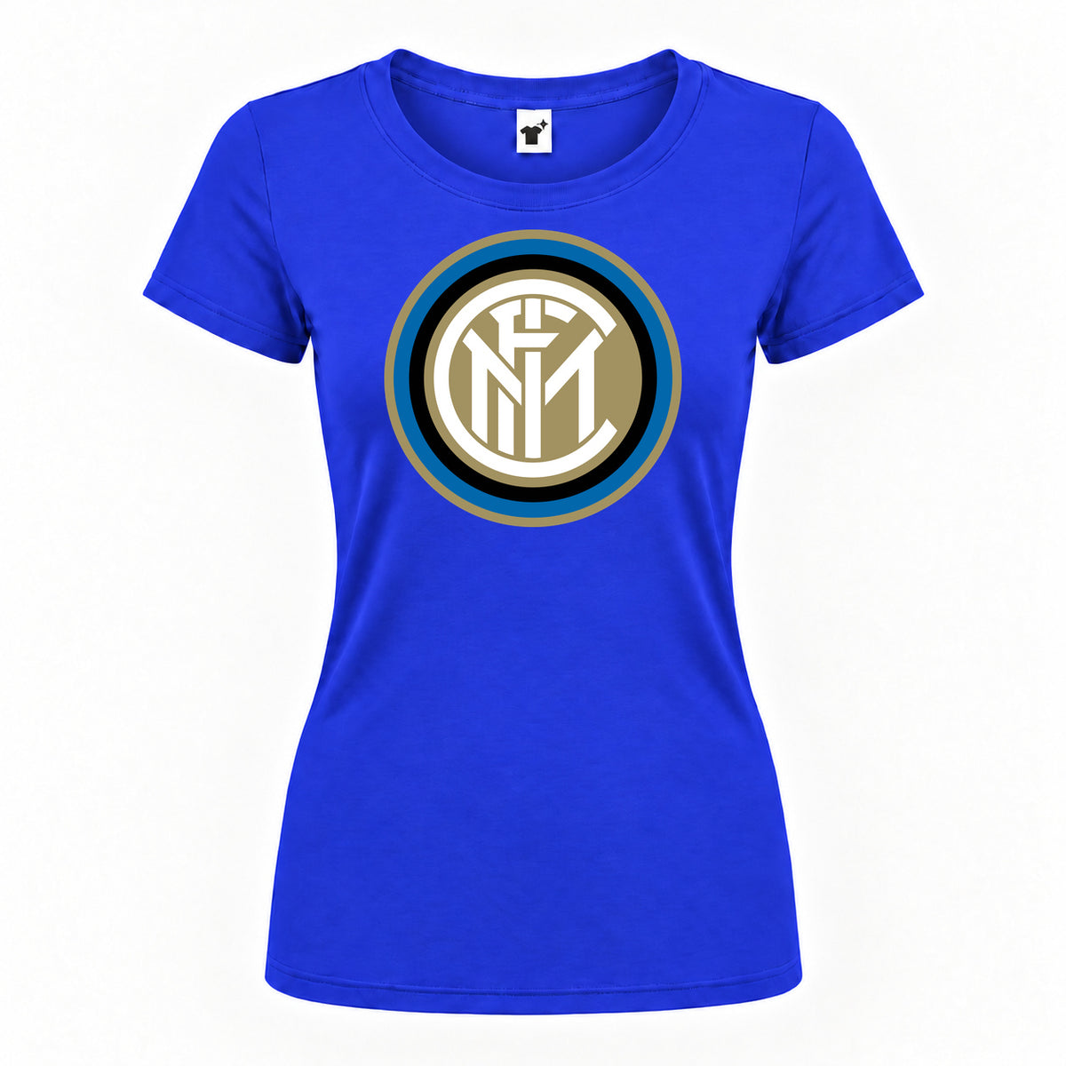 Women's Inter Milan Soccer Round Neck T-Shirt — Royal Blue — original logo on current Drive garment