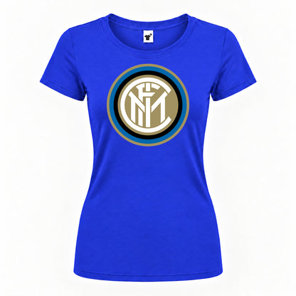 Women's Inter Milan Soccer Round Neck T-Shirt — Royal Blue — original logo on current Drive garment