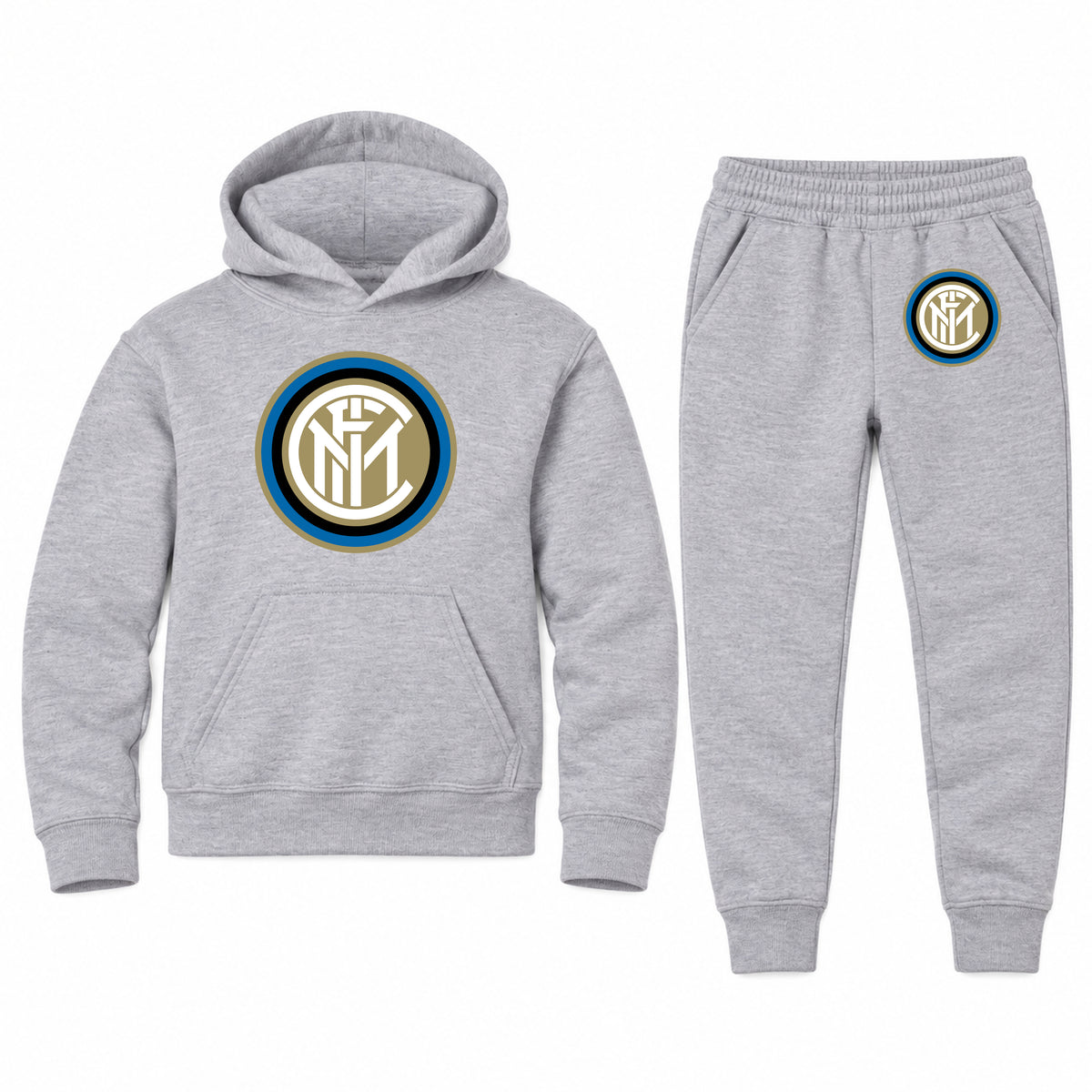 Inter Milan Soccer youth hoodie jogger set, Sports Grey, Youth Large ages 10–12