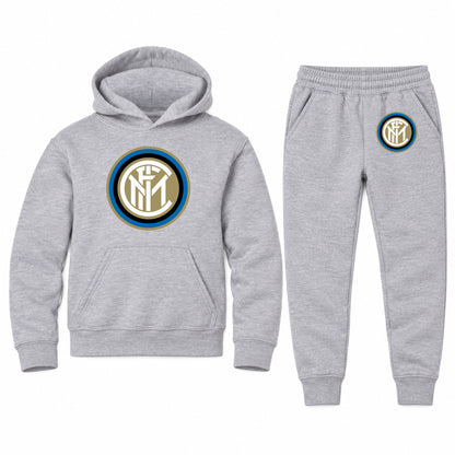 Inter Milan Soccer youth hoodie jogger set, Sports Grey, Youth Large ages 10–12