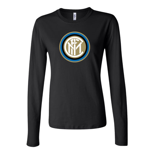 Women's Inter Milan Soccer Long Sleeve T-Shirt | Color: Black | Original artwork on Drive garment