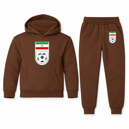 Iran National Soccer Team youth hoodie jogger set, Brown, Youth Large ages 10–12