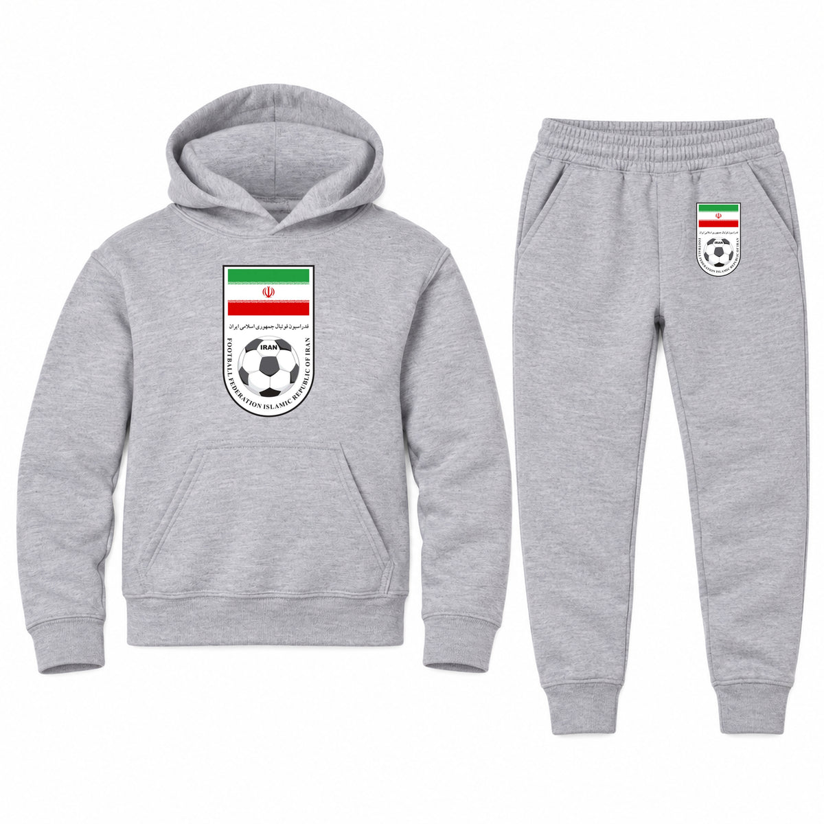 Iran National Soccer Team youth hoodie jogger set, Sports Grey, Youth Large ages 10–12