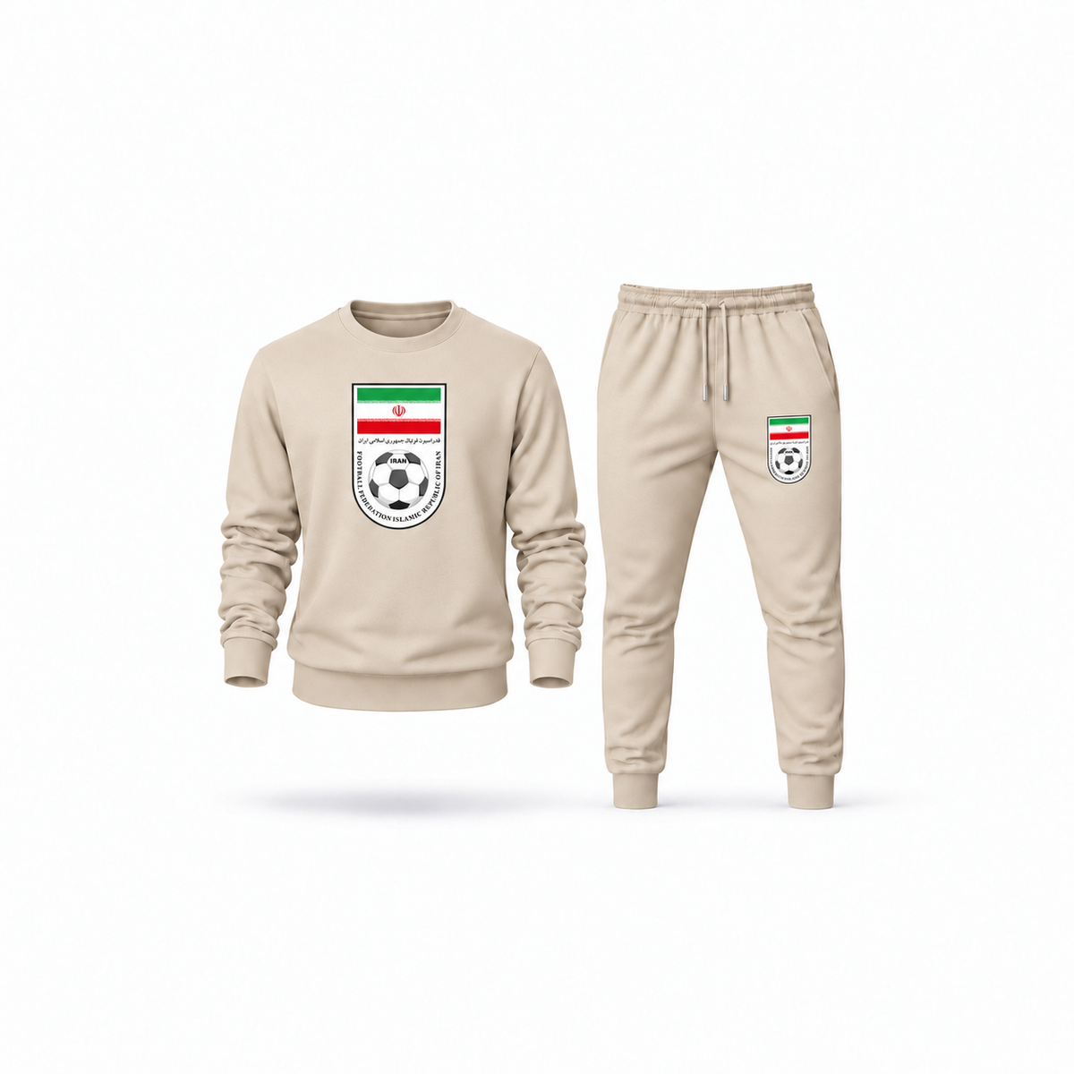 Men's Iran National Soccer Team Sweatshirt Joggers Set | Color: Tan | Main