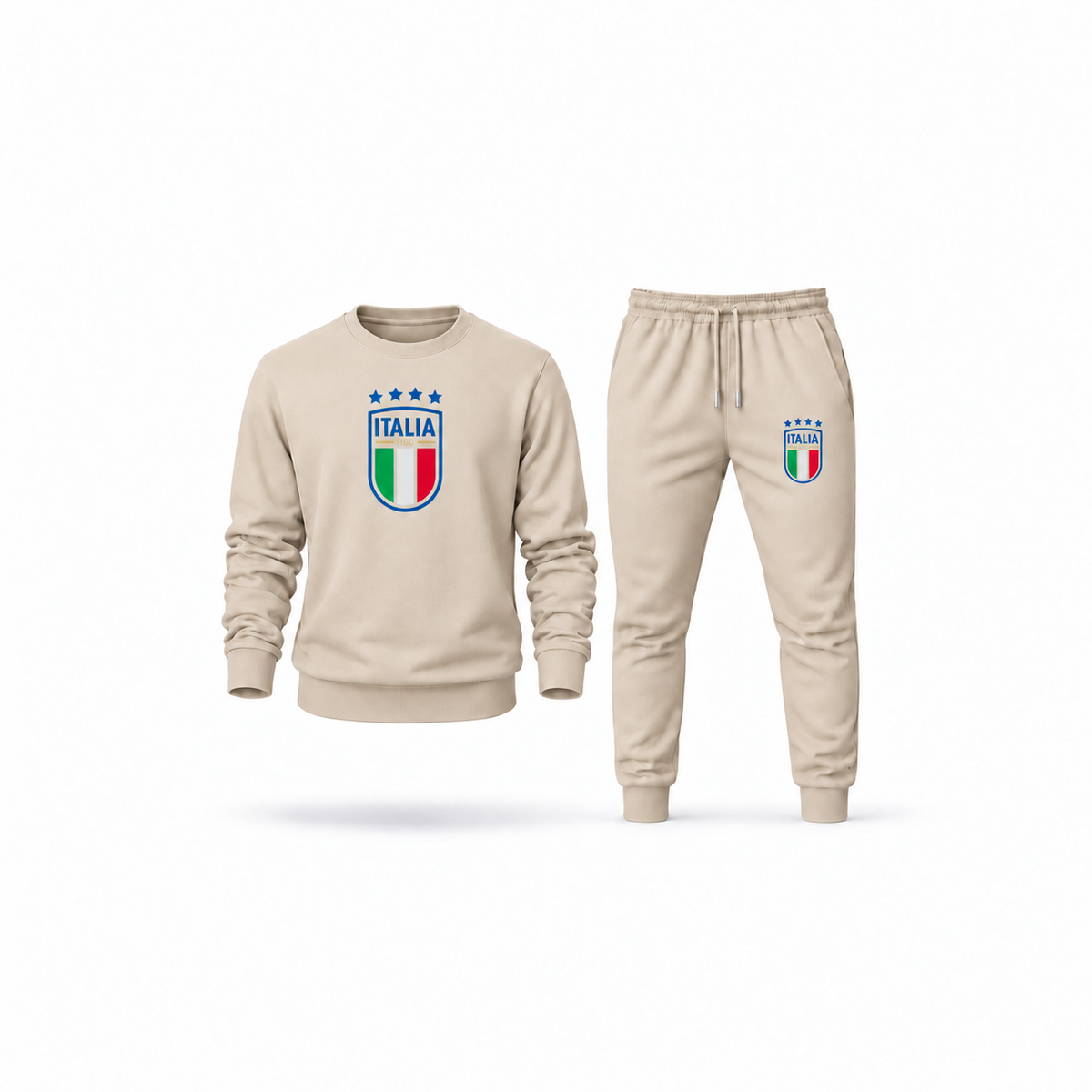 Men's Italy National Soccer Sweatshirt Joggers Set | Color: Tan | Main