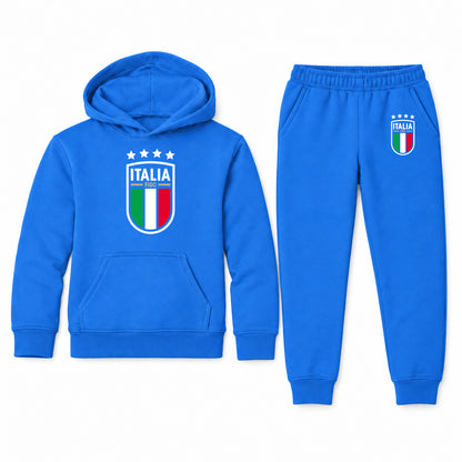 Italy National Soccer Team youth hoodie jogger set, Blue, Youth Large ages 10–12