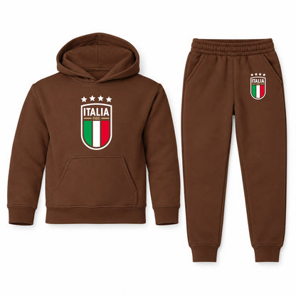 Italy National Soccer Team youth hoodie jogger set, Brown, Youth Large ages 10–12