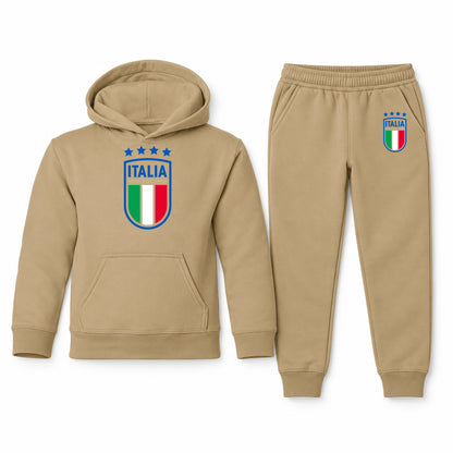 Italy National Soccer Team youth hoodie jogger set, Khaki, Youth Large ages 10–12