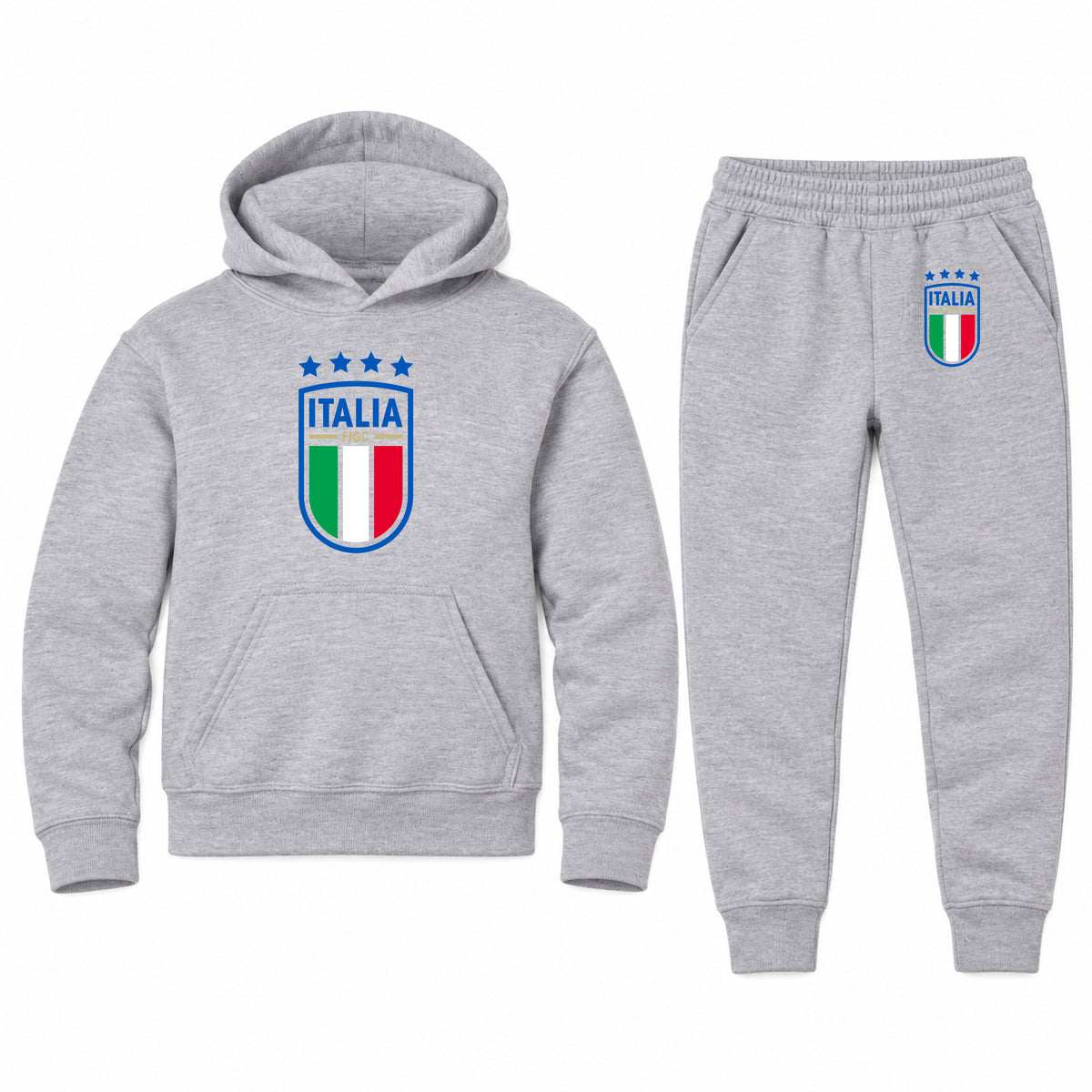 Italy National Soccer Team youth hoodie jogger set, Sports Grey, Youth Large ages 10–12