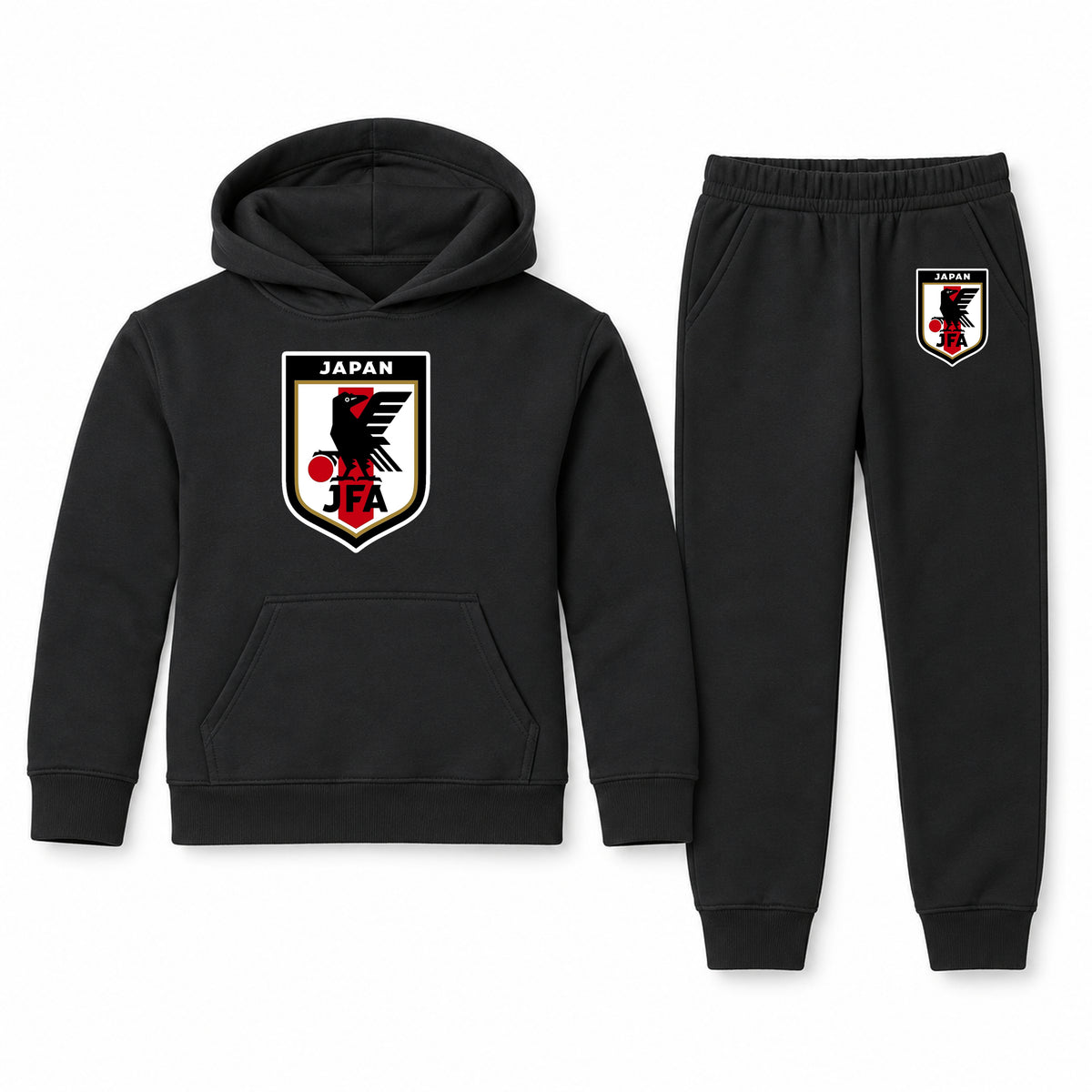 Japan National Soccer Team youth hoodie jogger set, Black, Youth Large ages 10–12