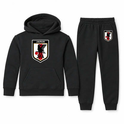 Japan National Soccer Team youth hoodie jogger set, Black, Youth Large ages 10–12