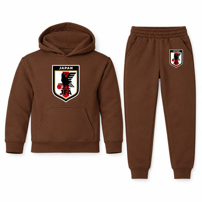 Japan National Soccer Team youth hoodie jogger set, Brown, Youth Large ages 10–12