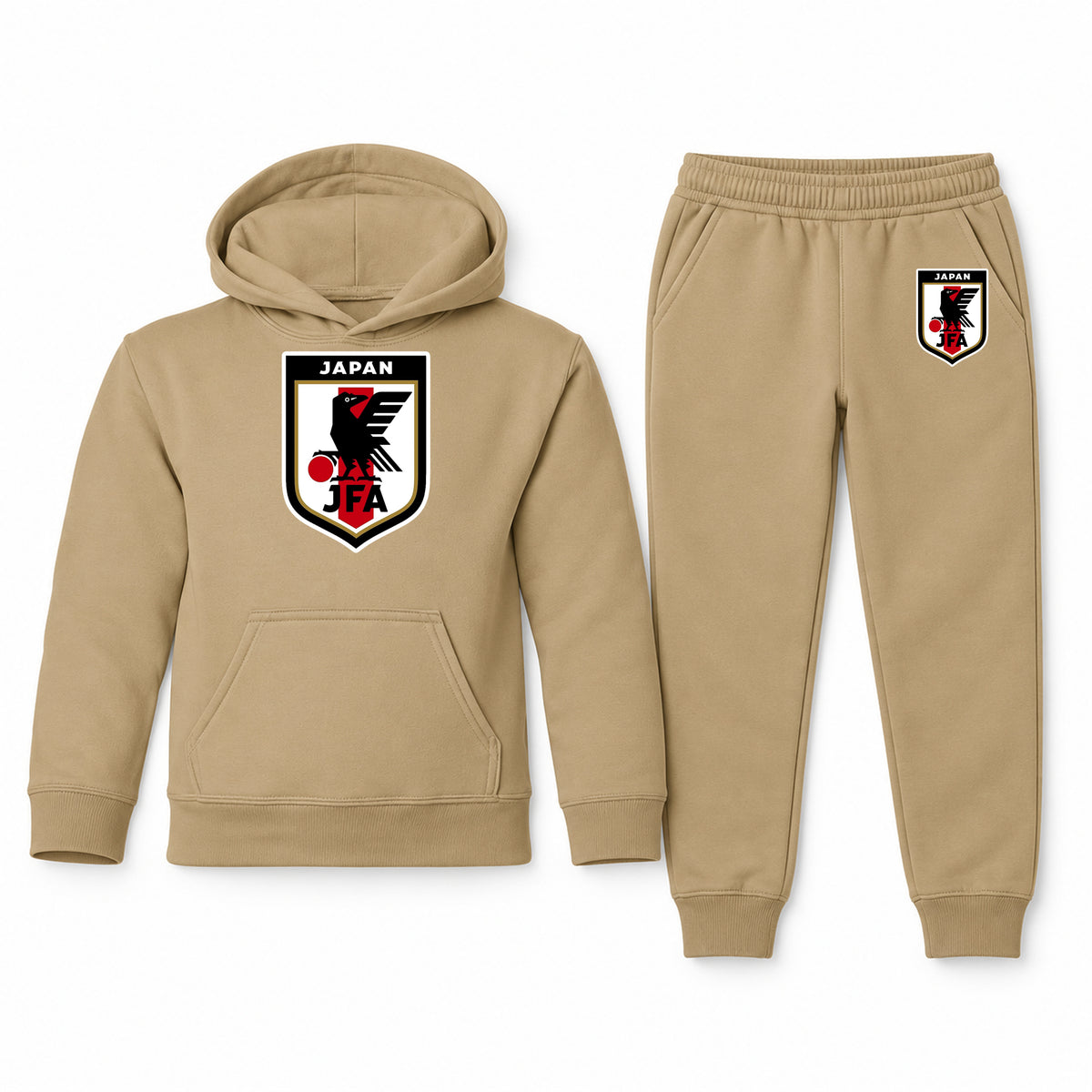 Japan National Soccer Team youth hoodie jogger set, Khaki, Youth Large ages 10–12