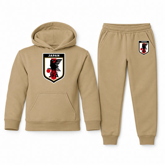 Japan National Soccer Team youth hoodie jogger set, Khaki, Youth Large ages 10–12