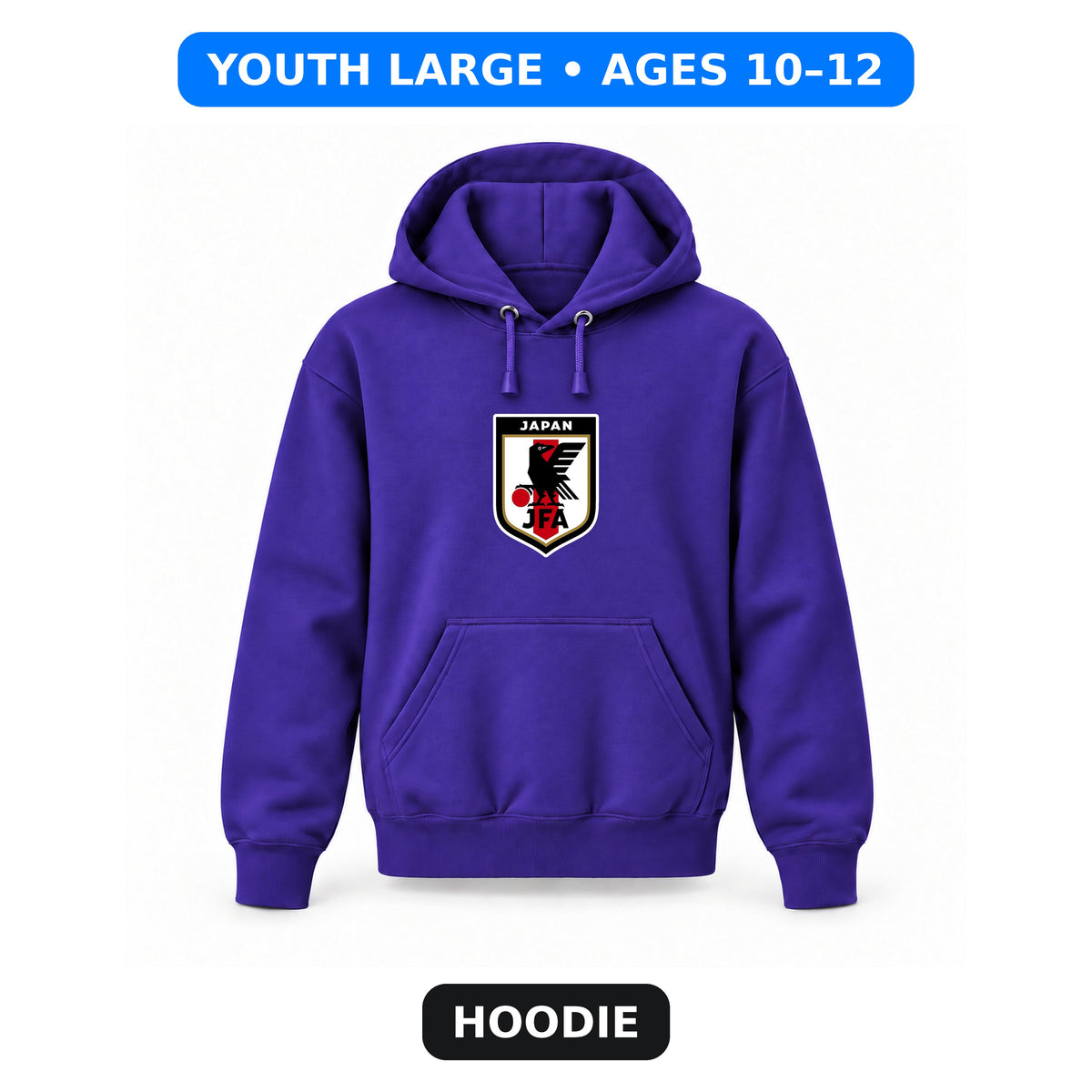 Japan National Soccer Team - Youth Large Hoodie (Ages 10–12) | Color: Purple