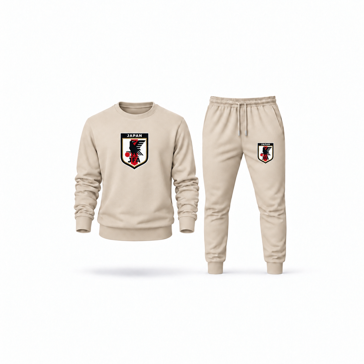 Men's Japan National Soccer Team Sweatshirt Joggers Set | Color: Tan | Main