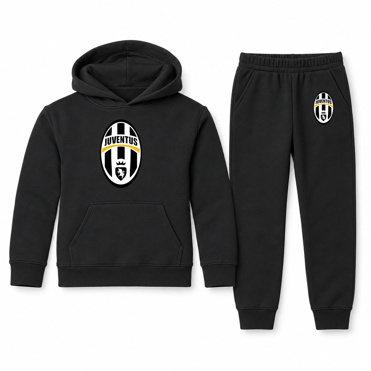 Juventus Football Club Classic youth hoodie jogger set, Black, Youth Large ages 10–12