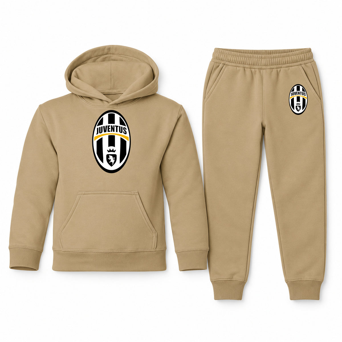 Juventus Football Club Classic youth hoodie jogger set, Khaki, Youth Large ages 10–12