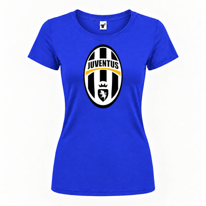 Women's Juventus Football Club Classic Round Neck T-Shirt — Royal Blue — original logo on current Drive garment