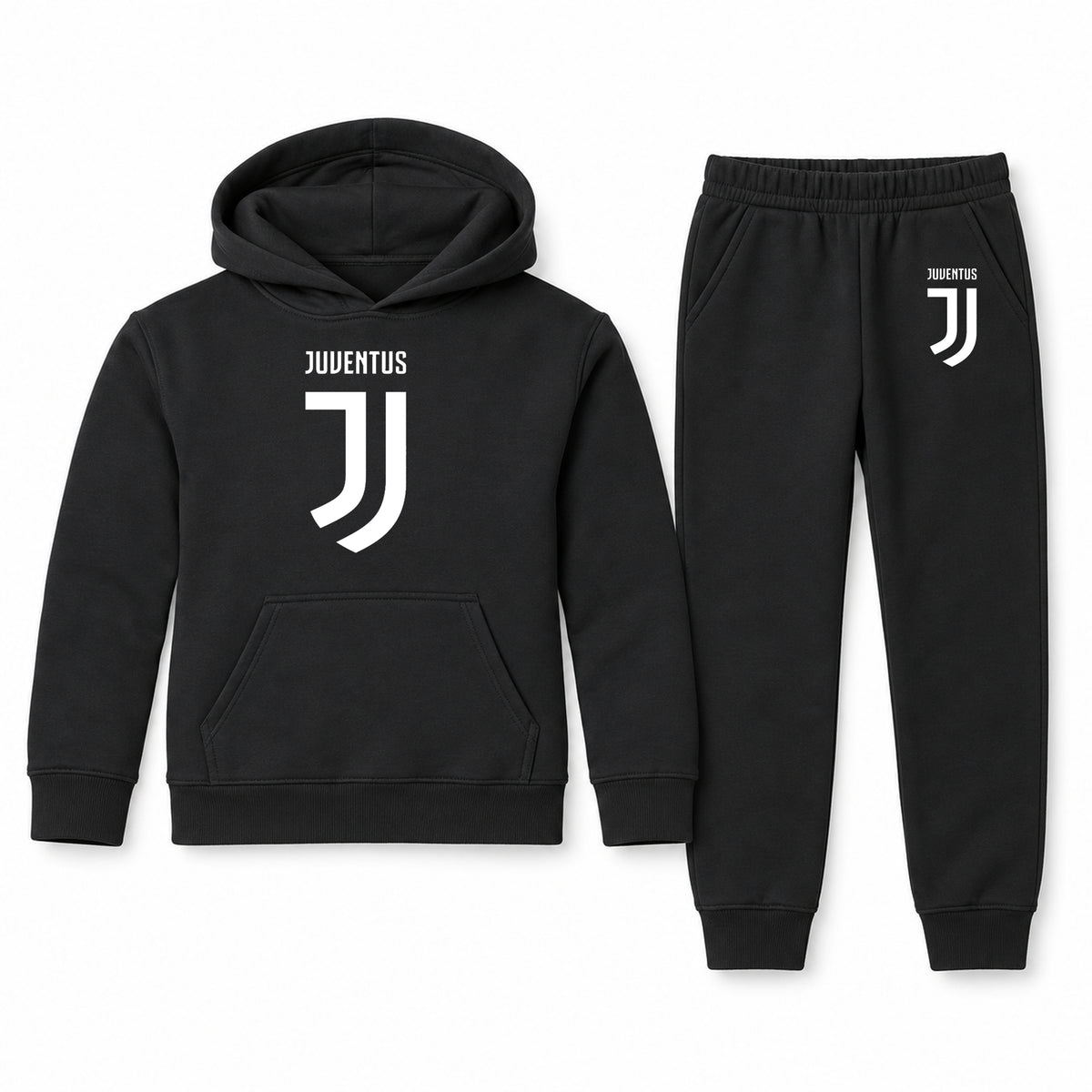 Juventus Soccer youth hoodie jogger set, Black, Youth Large ages 10–12
