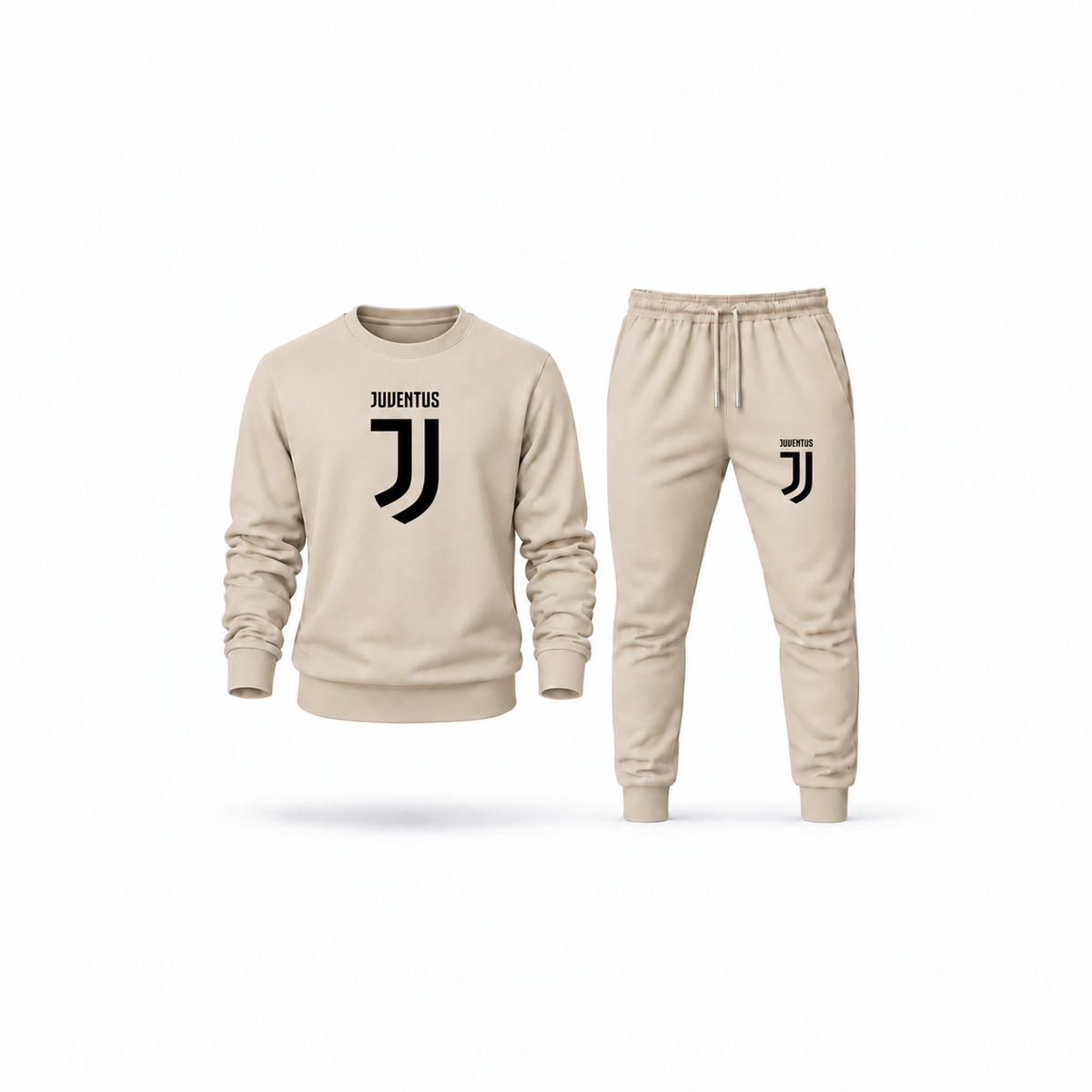 Men's Juventus Soccer Sweatshirt Joggers Set | Color: Tan | Main