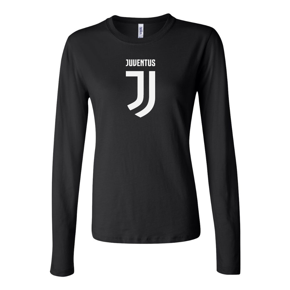 Women's Juventus Soccer Long Sleeve T-Shirt | Color: Black | Original artwork on Drive garment